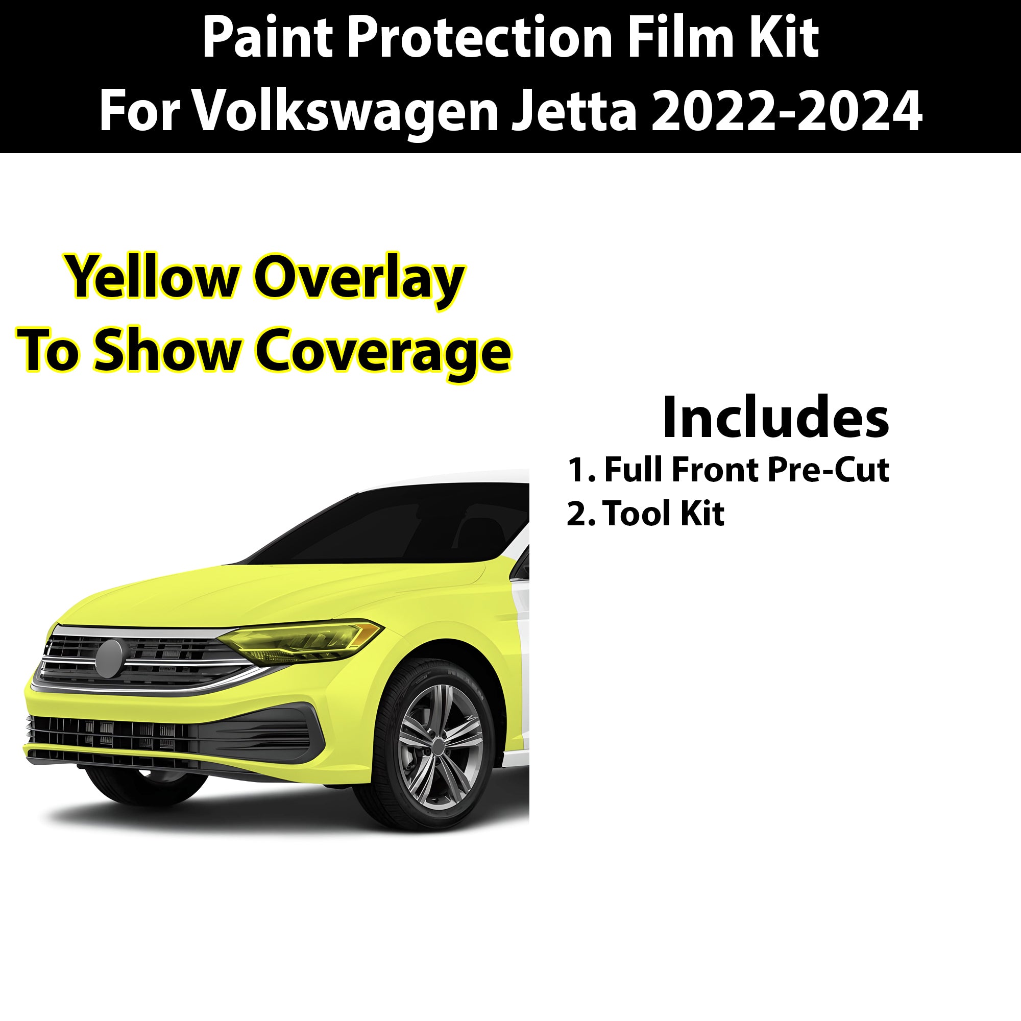Precut Premium Paint Protection Film Clear Bra PPF Decal Film Kit Cover Fits Volkswagen Jetta 2022 - 2024 - Bogar Tech Designs