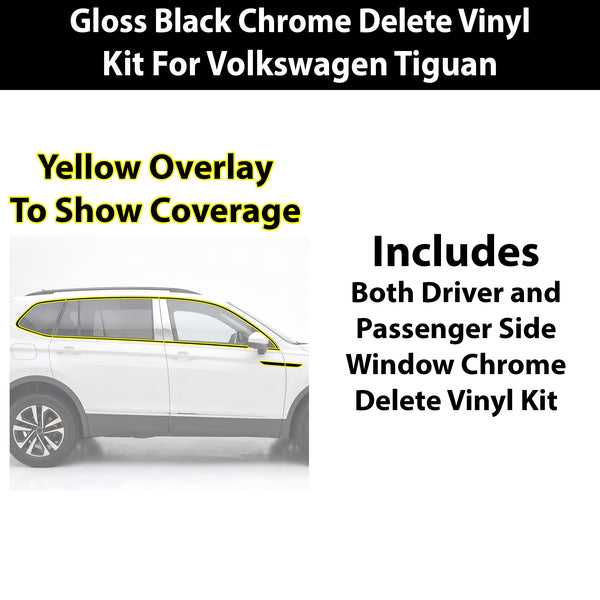 Volkswagen Tiguan 2018-2024 Blackout Chrome Delete Kit - Precut Gloss Black Vinyl Overlays