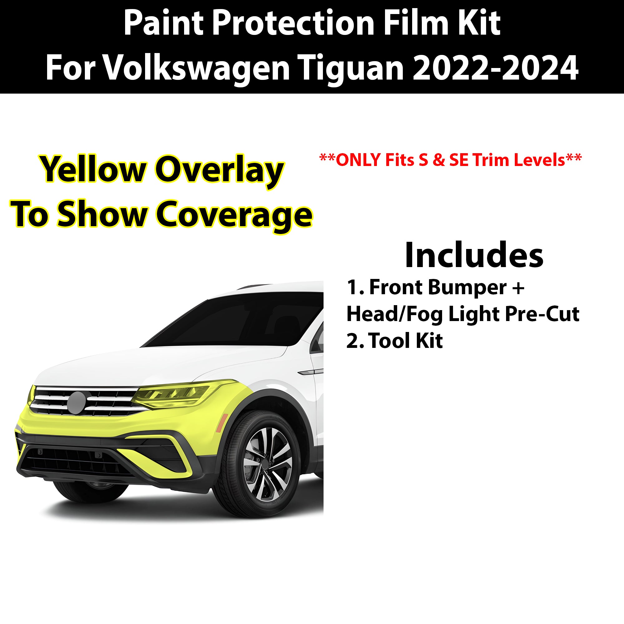 Precut Premium Paint Protection Film Clear Bra PPF Decal Film Kit Cover Fits Volkswagen Tiguan 2022 - 2024 - Bogar Tech Designs