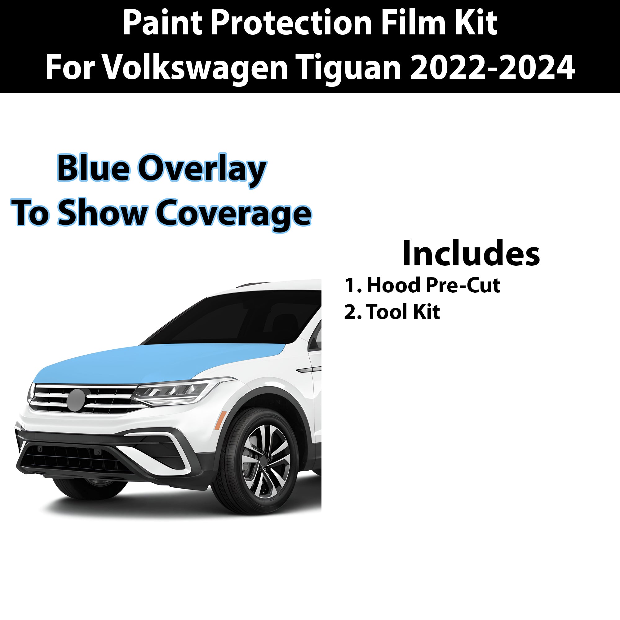 Precut Premium Paint Protection Film Clear Bra PPF Decal Film Kit Cover Fits Volkswagen Tiguan 2022 - 2024 - Bogar Tech Designs