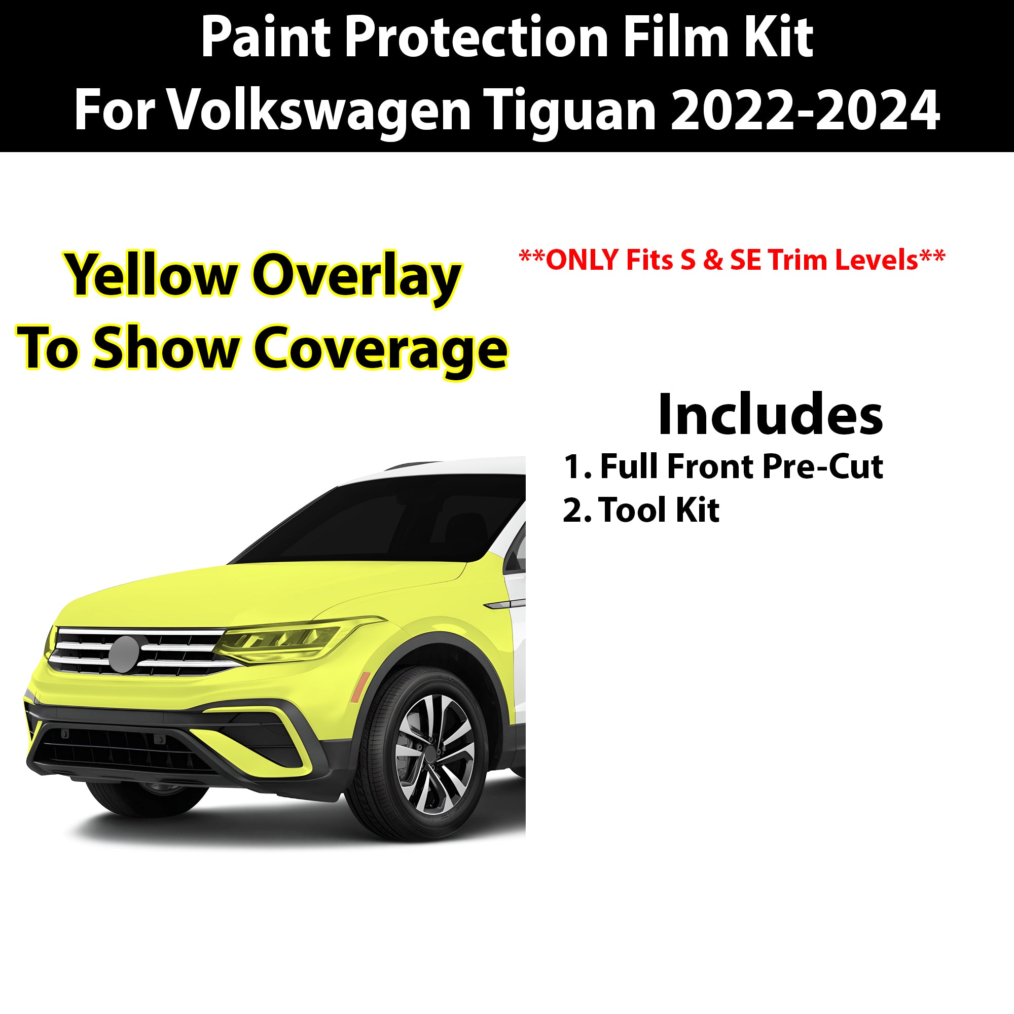 Precut Premium Paint Protection Film Clear Bra PPF Decal Film Kit Cover Fits Volkswagen Tiguan 2022 - 2024 - Bogar Tech Designs
