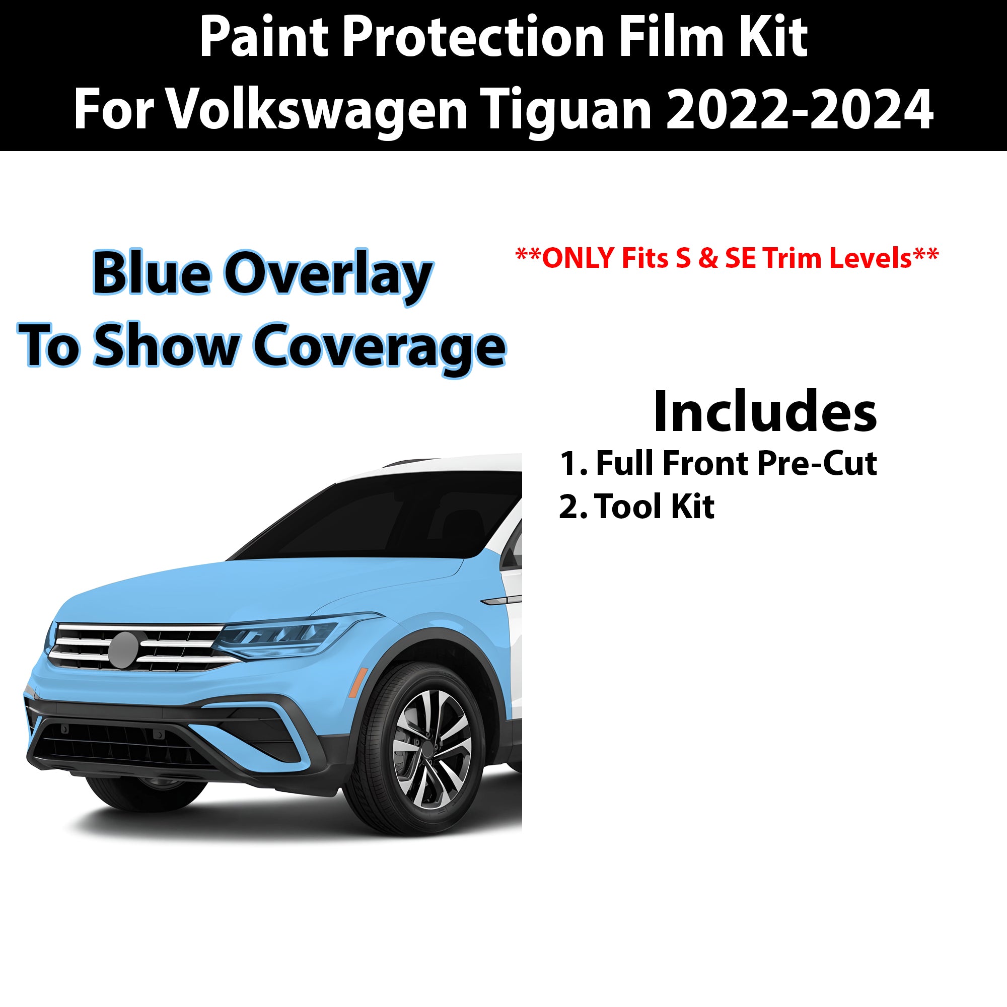 Precut Premium Paint Protection Film Clear Bra PPF Decal Film Kit Cover Fits Volkswagen Tiguan 2022 - 2024 - Bogar Tech Designs