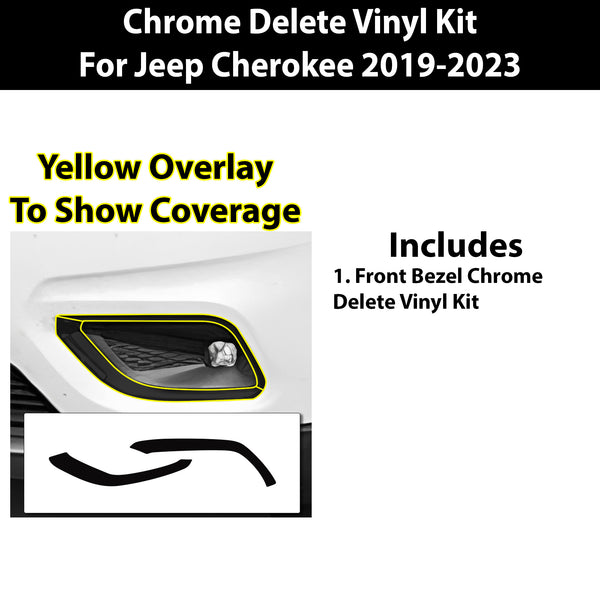 Vinyl Chrome Delete Front Side Window Trim Rear Bumper Blackout Decal Stickers Overlay Film Fits Jeep Cherokee