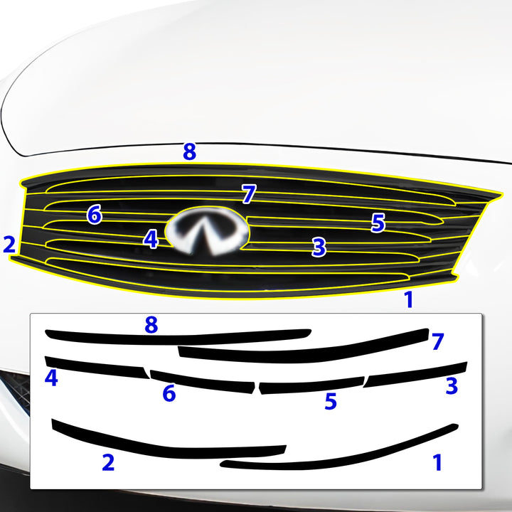 Vinyl Chrome Delete Front Grille Rear Bumper Blackout Decal Stickers Overlay Film Fits Infiniti G37 Coupe 2008 - 2013 - Bogar Tech Designs