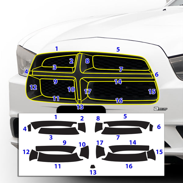 Vinyl Chrome Delete Grille Blackout Decal Stickers Overlay Film Fits Dodge Charger 2011-2014