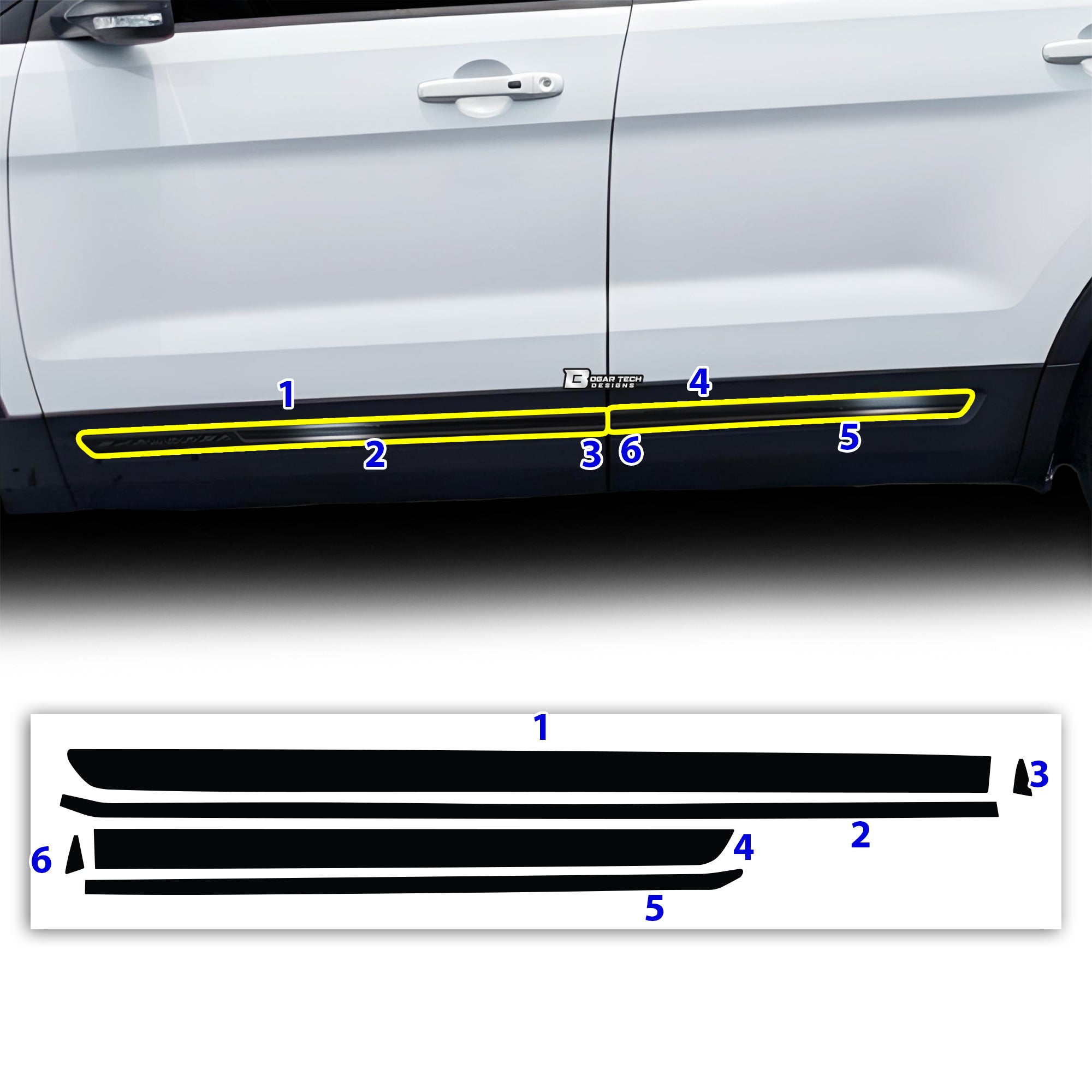 Vinyl Chrome Delete Grille Window Wheel Blackout Decal Stickers Overlay Film Fits Ford Explorer 2016 - 2019 - Bogar Tech Designs
