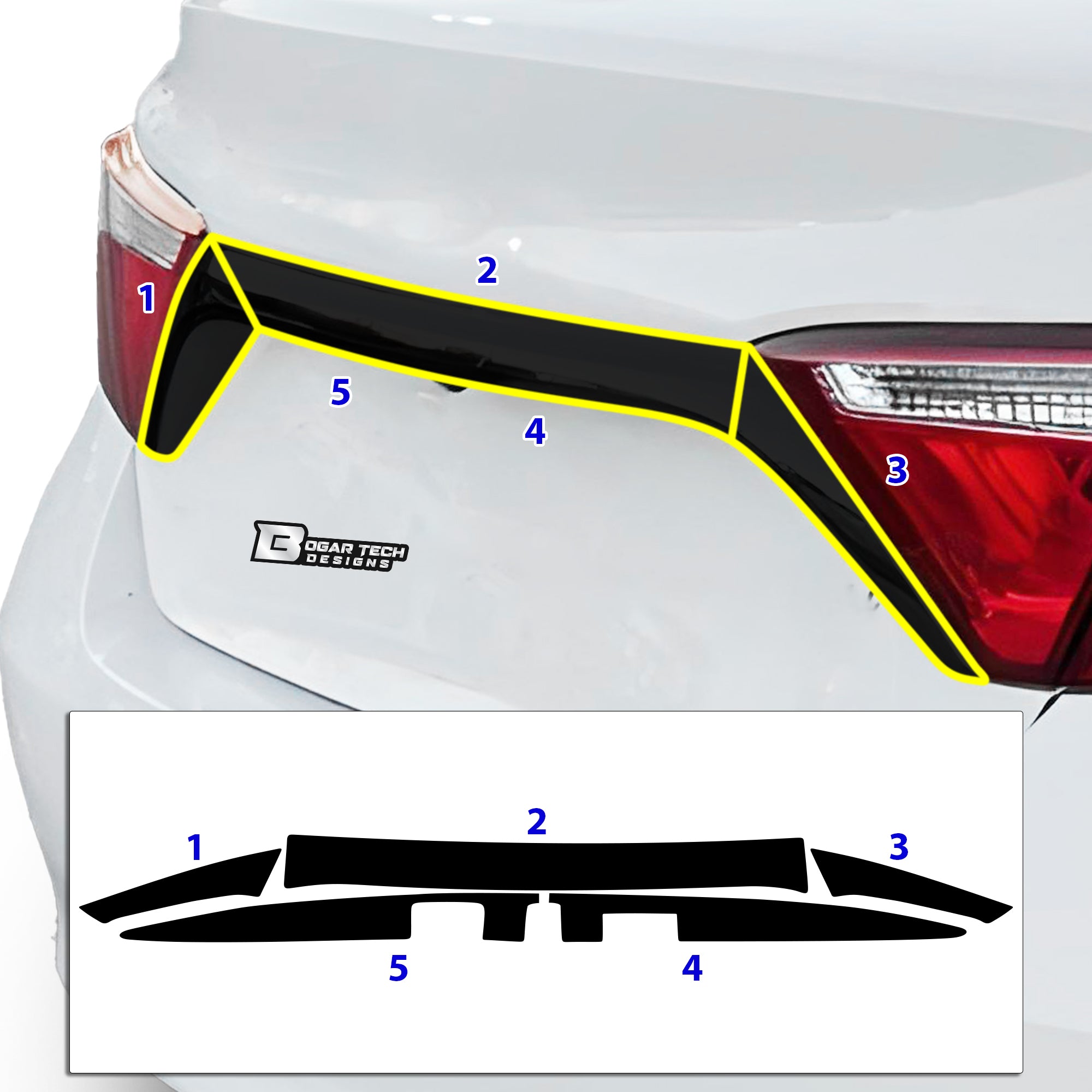 Vinyl Chrome Delete Grille Side Window Rear Blackout Decal Stickers Overlay Film Fits Toyota Camry 2015 - 2017 - Bogar Tech Designs