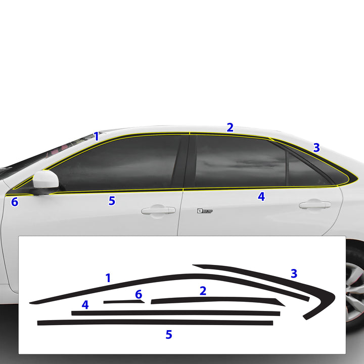 Vinyl Chrome Delete Grille Side Window Rear Blackout Decal Stickers Overlay Film Fits Toyota Camry 2015 - 2017 - Bogar Tech Designs