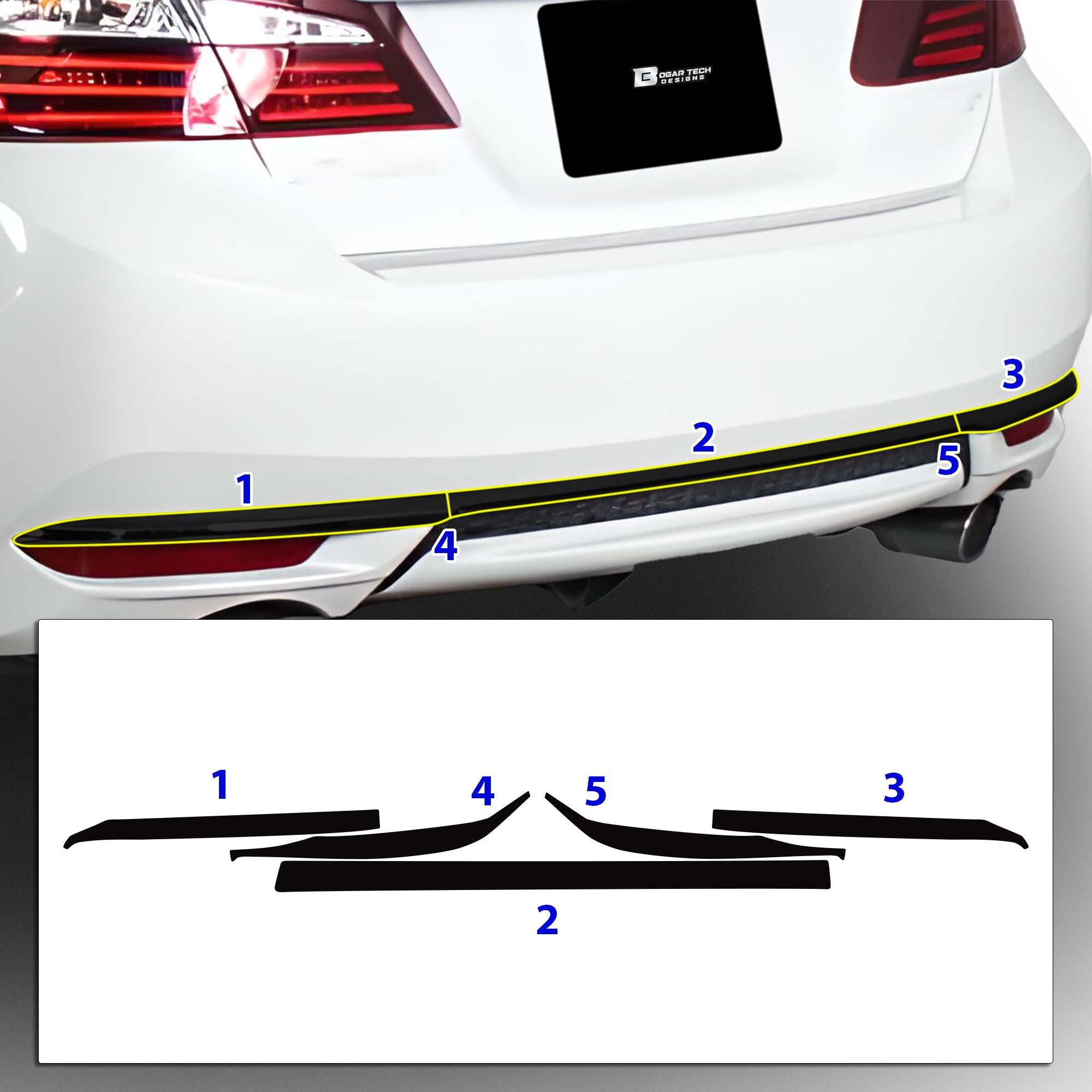 Vinyl Chrome Delete Grille Side Window Rear Wheel Blackout Decal Stickers Overlay Film Fits Honda Accord 2013 - 2017 - Bogar Tech Designs