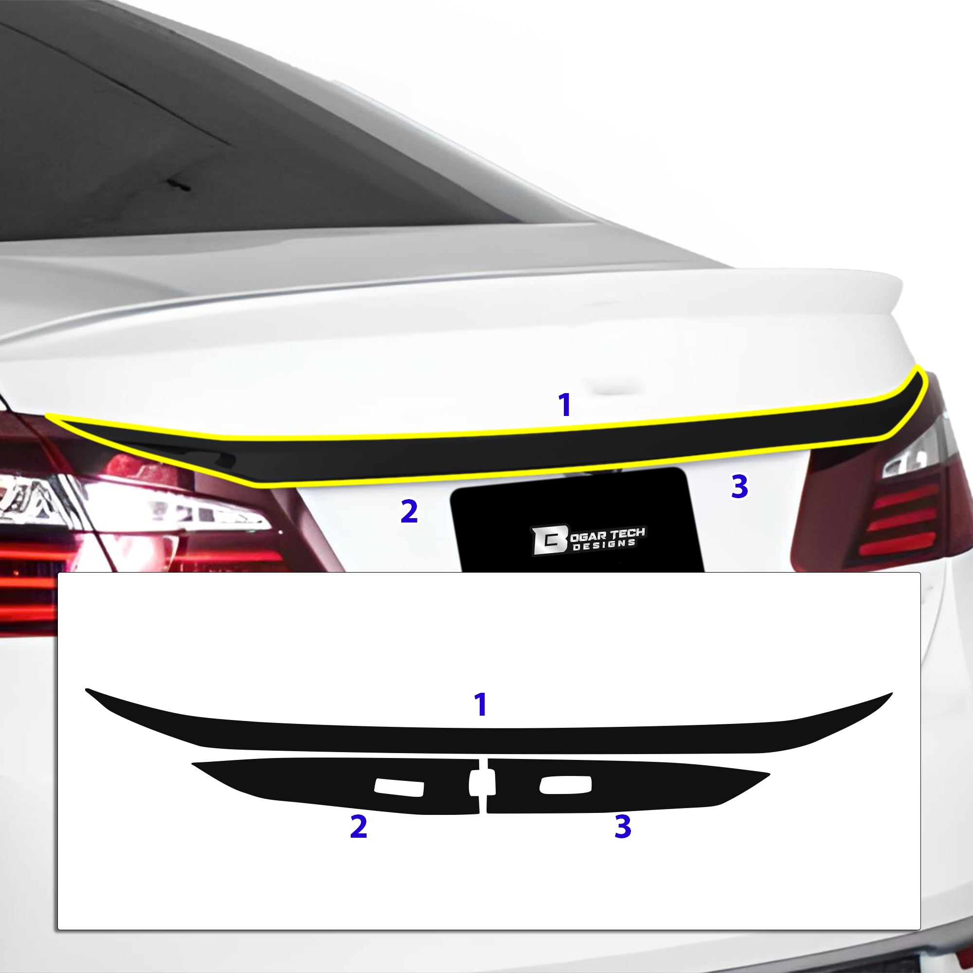 Vinyl Chrome Delete Grille Side Window Rear Wheel Blackout Decal Stickers Overlay Film Fits Honda Accord 2013 - 2017 - Bogar Tech Designs