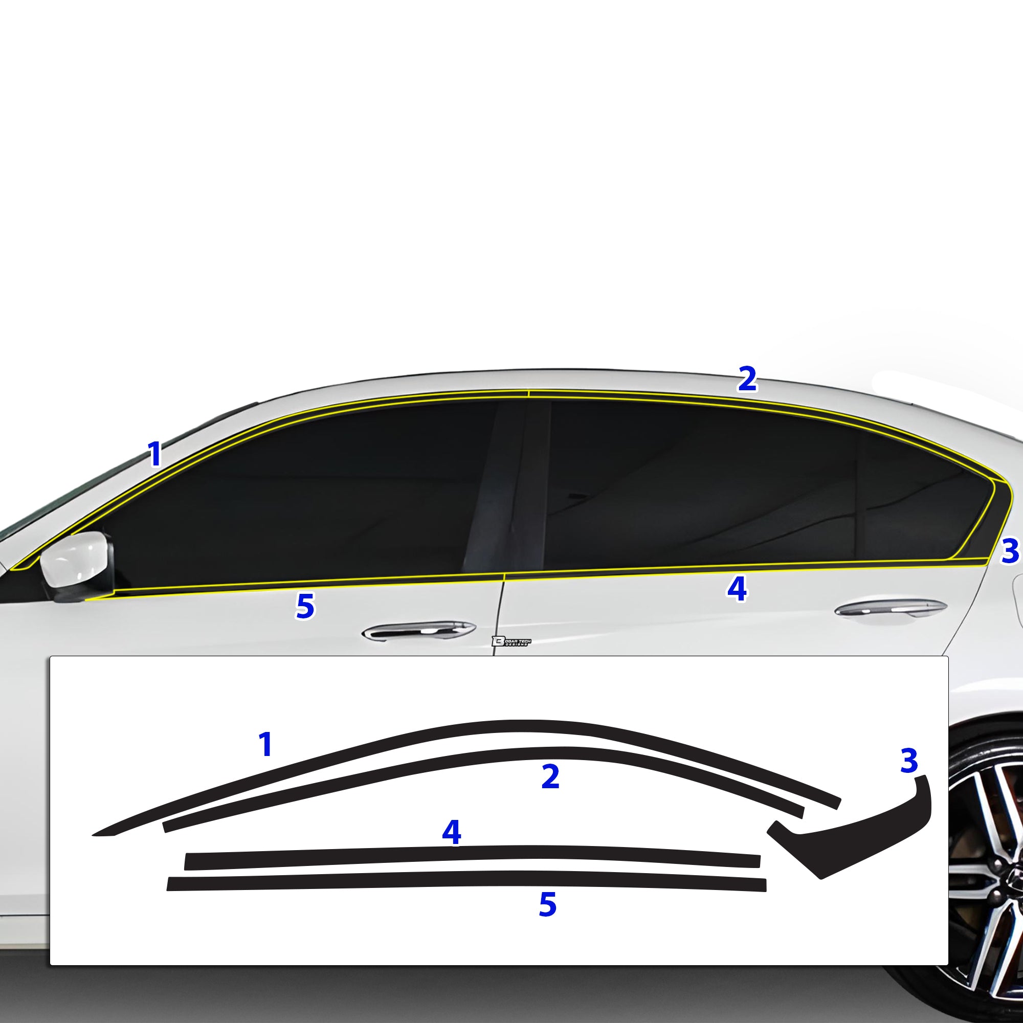 Vinyl Chrome Delete Grille Side Window Rear Wheel Blackout Decal Stickers Overlay Film Fits Honda Accord 2013 - 2017 - Bogar Tech Designs