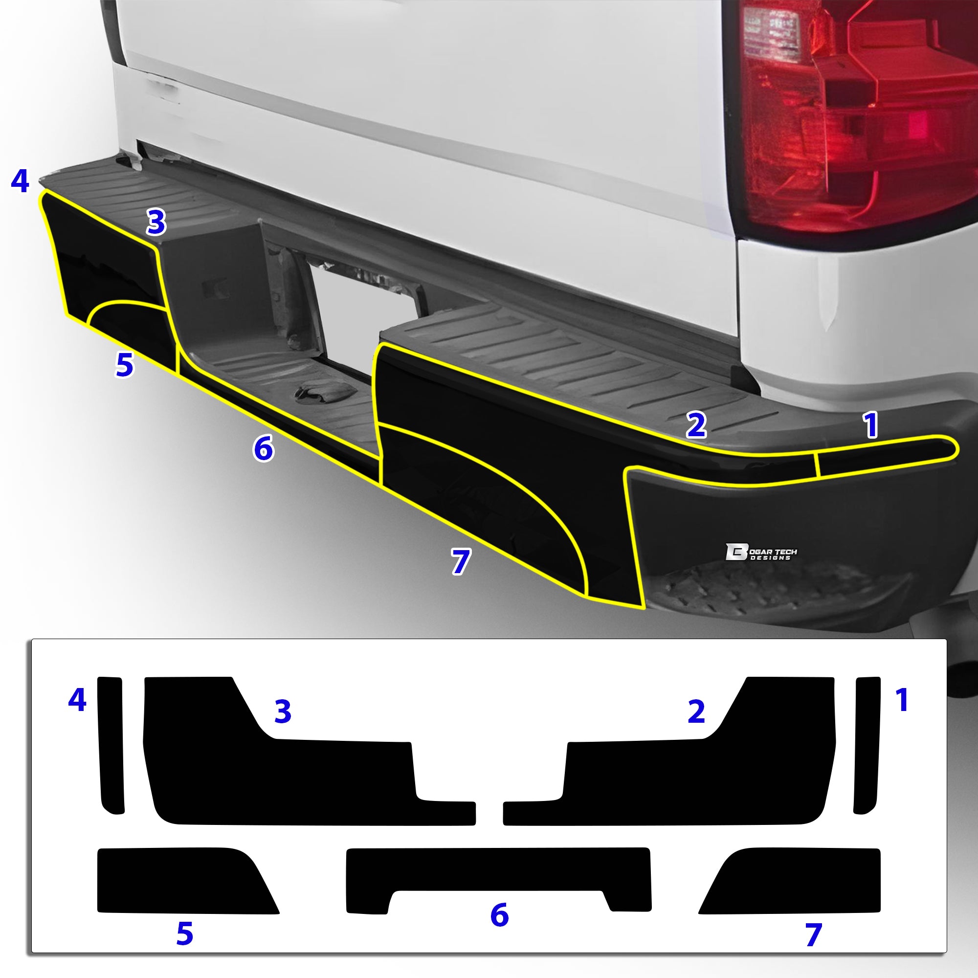 Vinyl Chrome Delete Grille Side Window Rear Blackout Decal Stickers Overlay Film Fits Chevy Silverado 1500 2014 - 2018 - Bogar Tech Designs