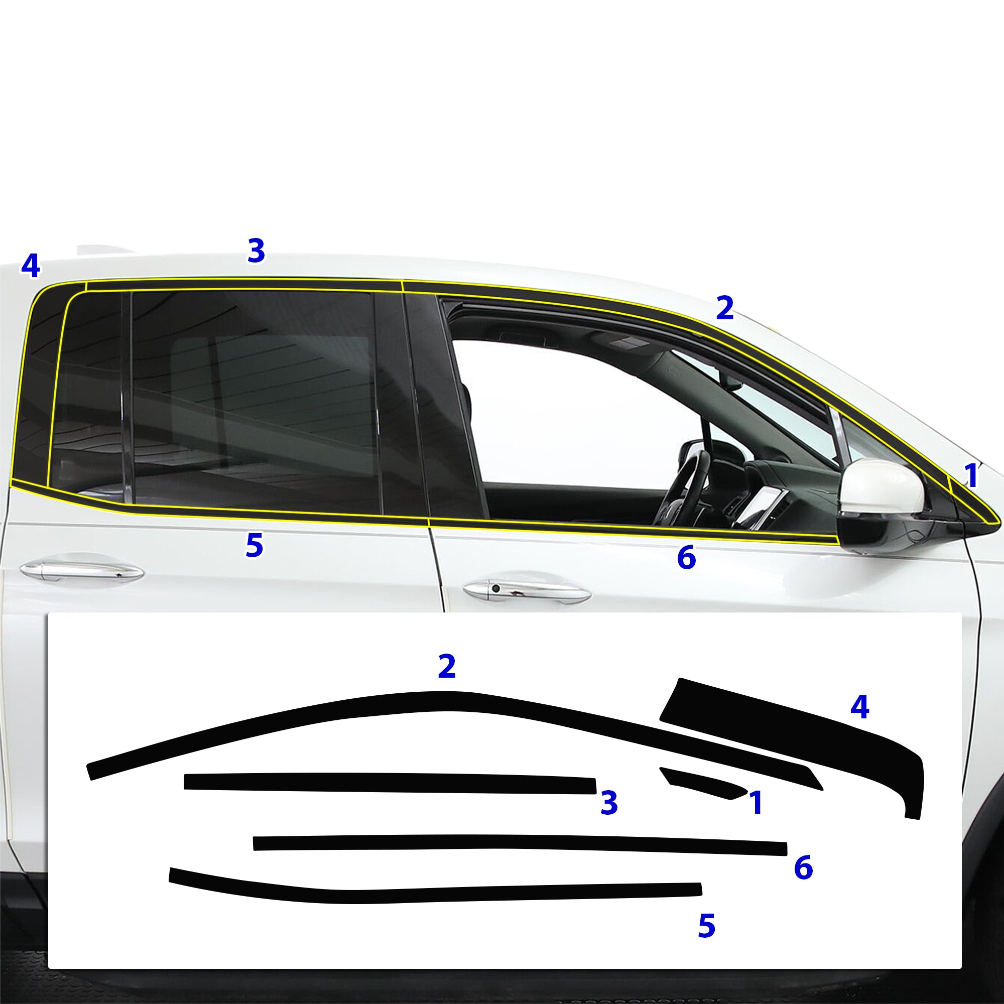 Vinyl Chrome Delete Grille Side Window Rear Blackout Decal Stickers Overlay Film Fits Honda Ridgeline 2017 - 2025 - Bogar Tech Designs