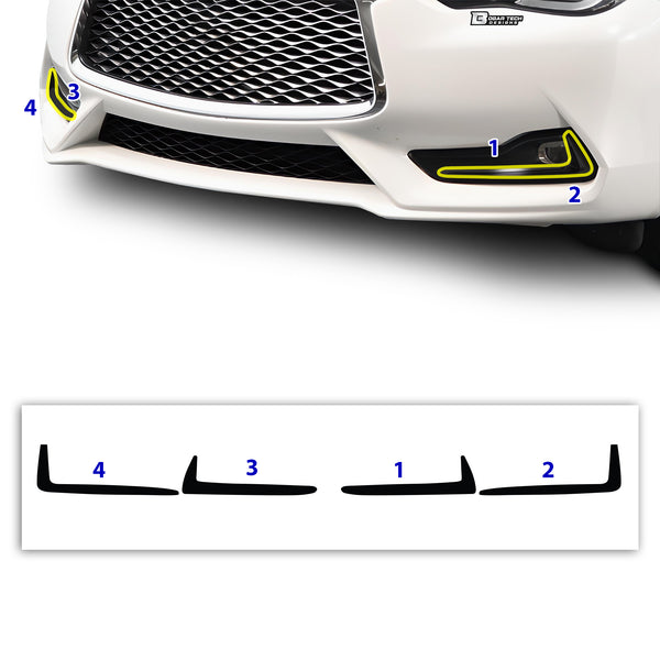 Vinyl Chrome Delete Grille Window Blackout Decal Stickers Overlay Film Fits Infiniti Q60 2017-2022