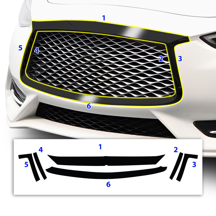 Vinyl Chrome Delete Grille Window Blackout Decal Stickers Overlay Film Fits Infiniti Q60 2017 - 2022 - Bogar Tech Designs