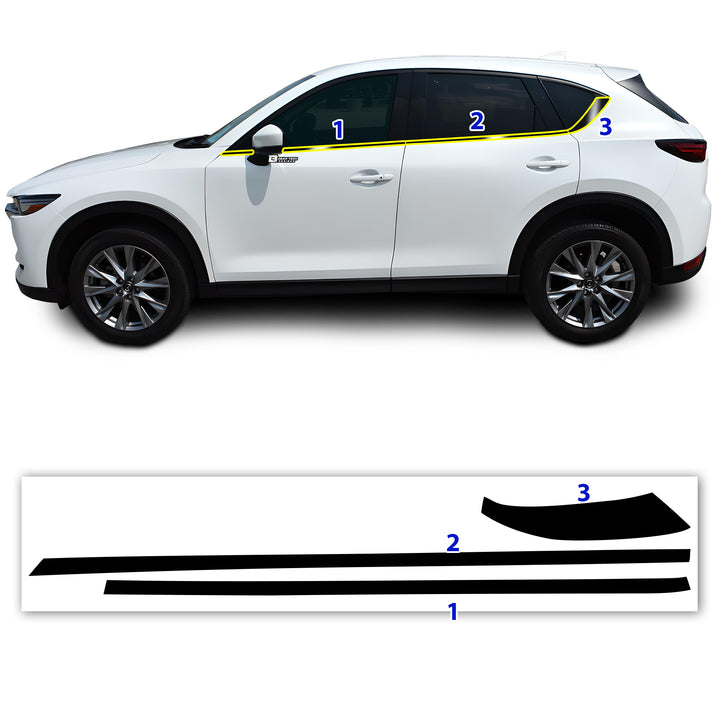 Window Grille Bumper Vinyl Chrome Delete Trim Blackout Decal Stickers Overlay Film Fits Mazda CX - 5 2017 - 2025 - Bogar Tech Designs