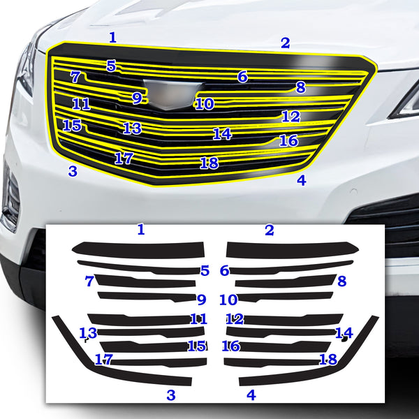 Vinyl Chrome Delete Grille Side Window Rear Blackout Decal Stickers Overlay Film Fits Cadillac XT5 2017-2024