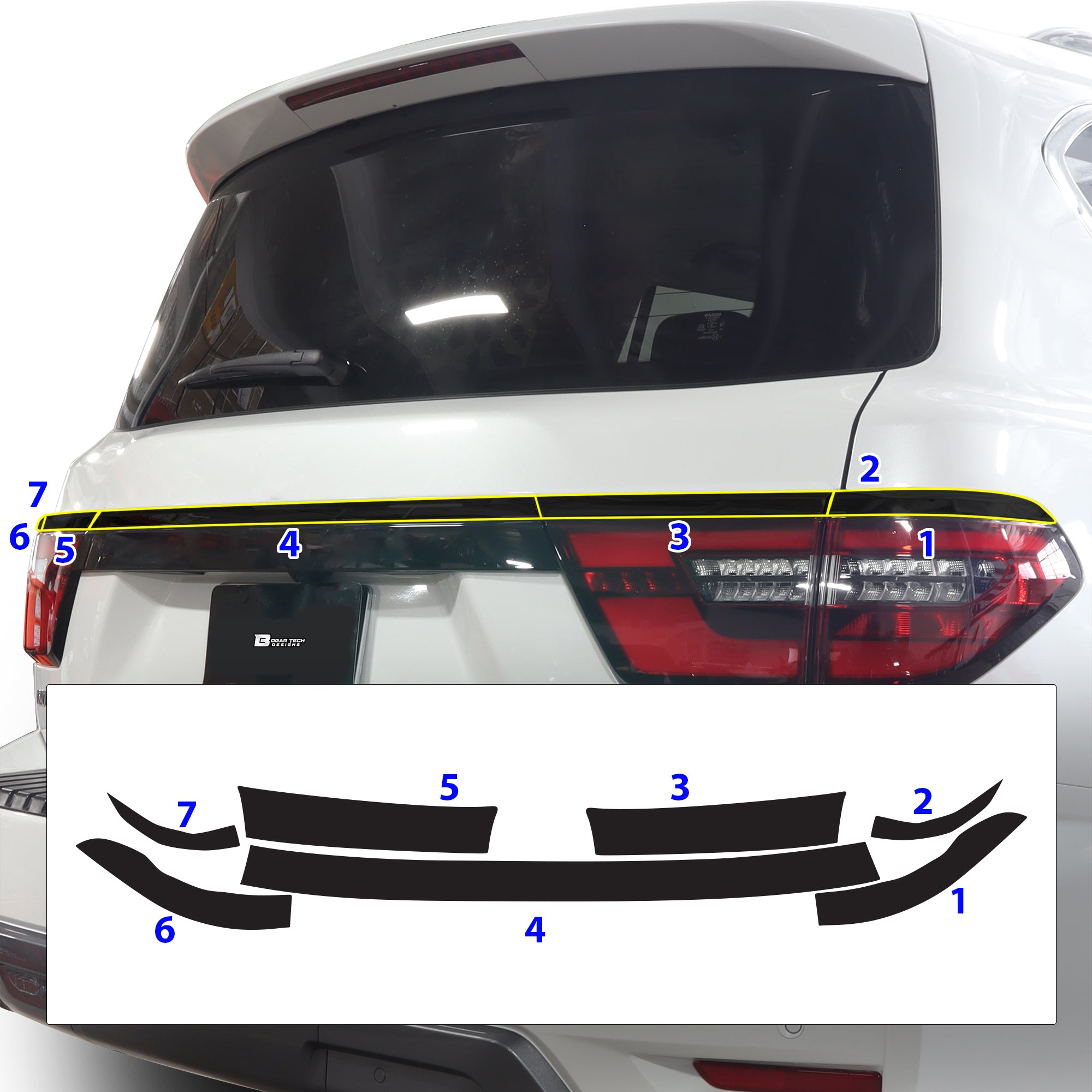 Vinyl Chrome Delete Grille Side Window Rear Blackout Decal Stickers Overlay Film Fits Nissan Armada 2017 - 2024 - Bogar Tech Designs