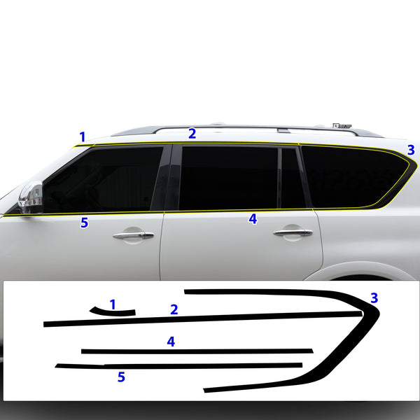 Vinyl Chrome Delete Grille Side Window Rear Blackout Decal Stickers Overlay Film Fits Nissan Armada