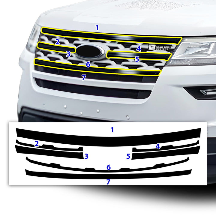 Vinyl Chrome Delete Grille Window Wheel Blackout Decal Stickers Overlay Film Fits Ford Explorer 2016 - 2019 - Bogar Tech Designs