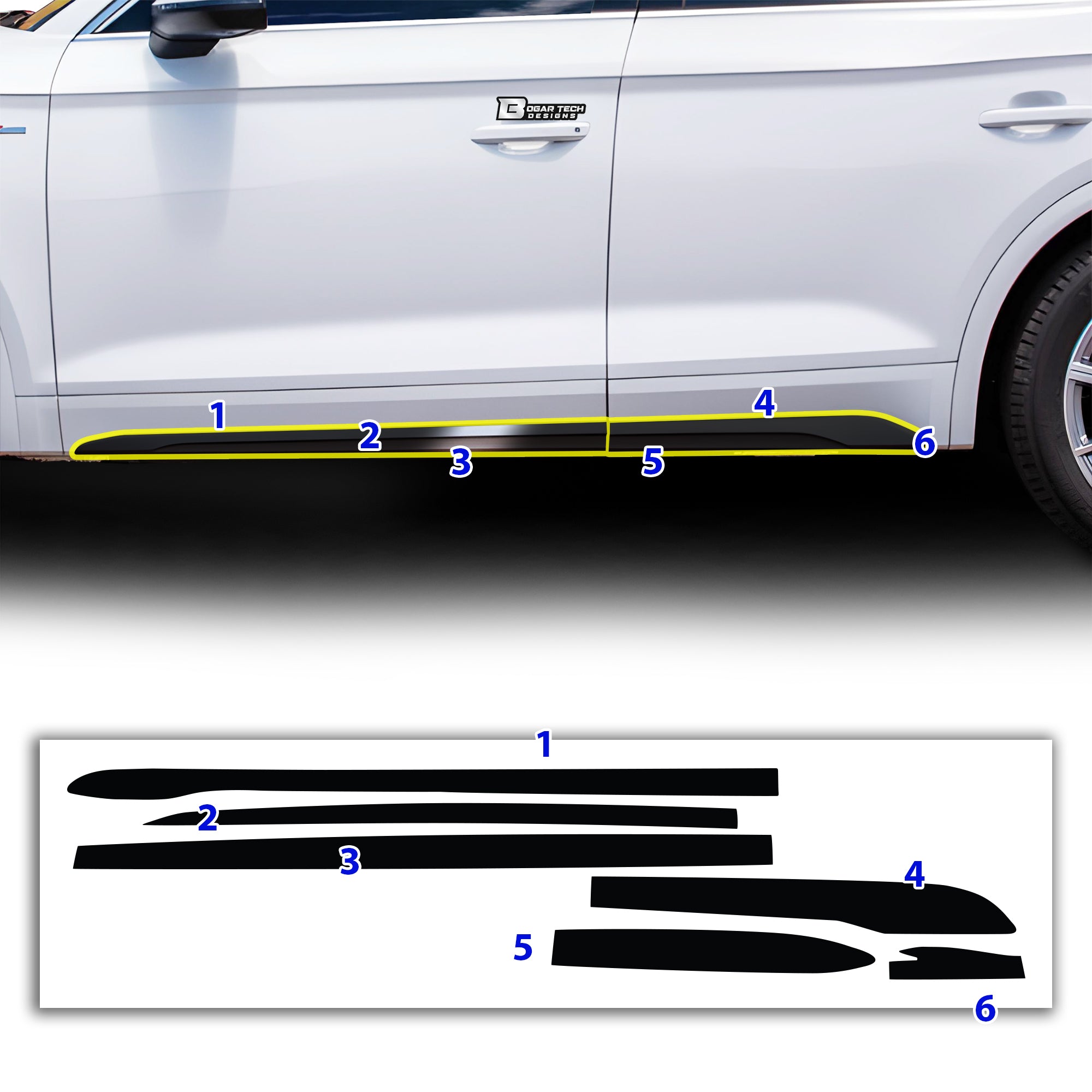 Vinyl Chrome Delete Grille Side Window Rear Blackout Decal Stickers Overlay Film Fits Audi Q5 - Bogar Tech Designs