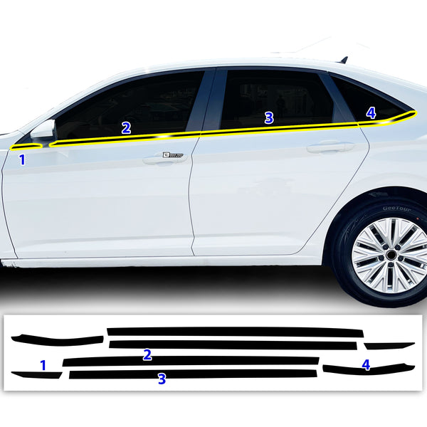 Vinyl Chrome Delete Wheel Rim Front Grille Trim Blackout Decal Stickers Overlay Film Fits Volkswagen Jetta 2019-2024