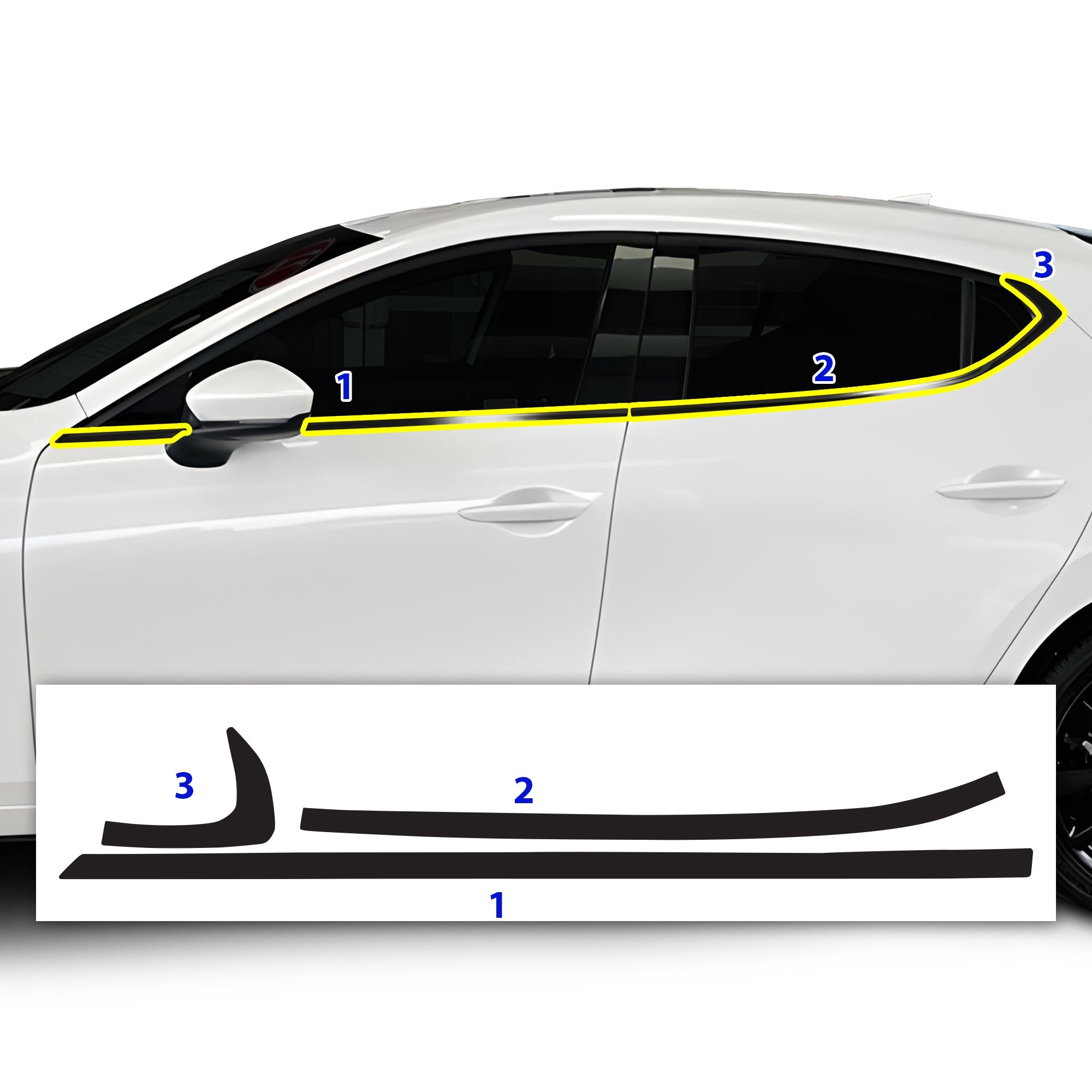 Vinyl Chrome Delete Grille Window Wheel Blackout Decal Stickers Overlay Film Fits Mazda 3 2019 - 2025 - Bogar Tech Designs