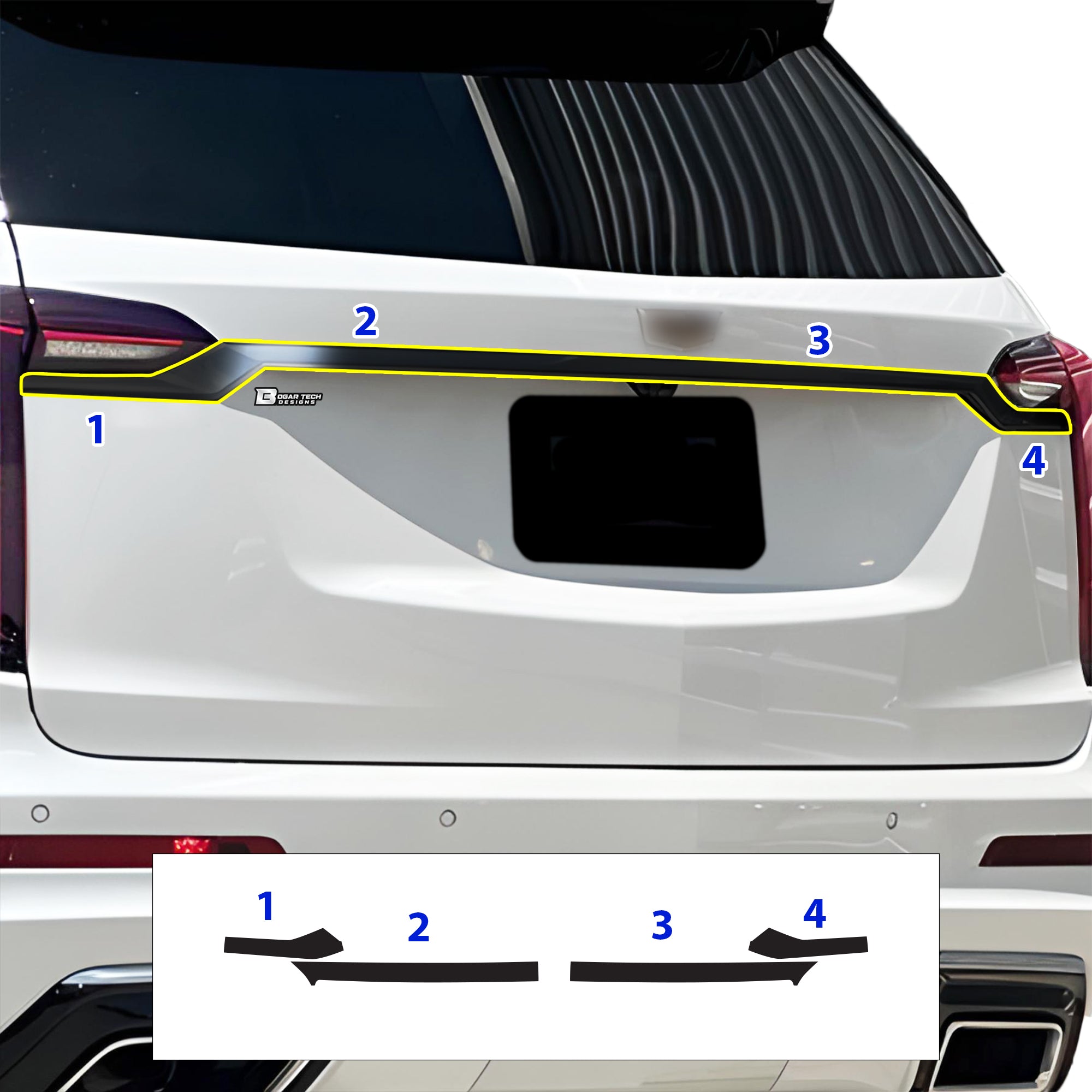 Vinyl Chrome Delete Grille Side Window Rear Blackout Decal Stickers Overlay Film Fits Cadillac XT6 2020 - 2025 - Bogar Tech Designs