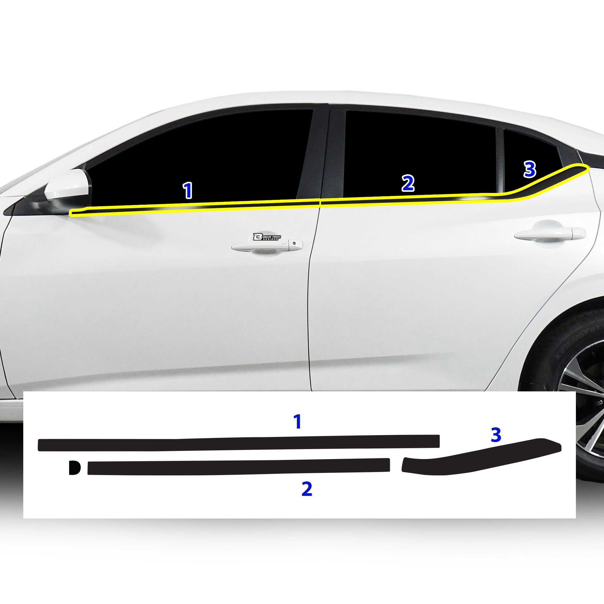 Vinyl Chrome Delete Grille Side Window Wheel Blackout Decal Stickers Overlay Film Fits Nissan Sentra 2020 - 2025 - Bogar Tech Designs