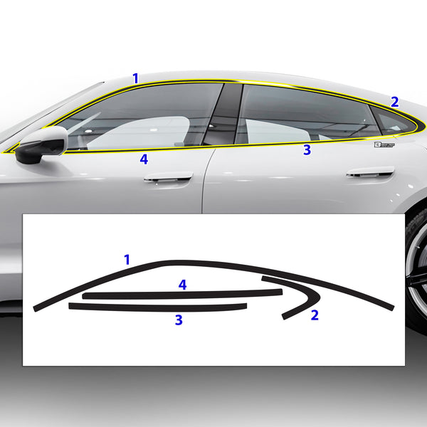 Vinyl Chrome Delete Side Window Rear Blackout Decal Stickers Overlay Film Fits Porsche Taycan 2020-2025