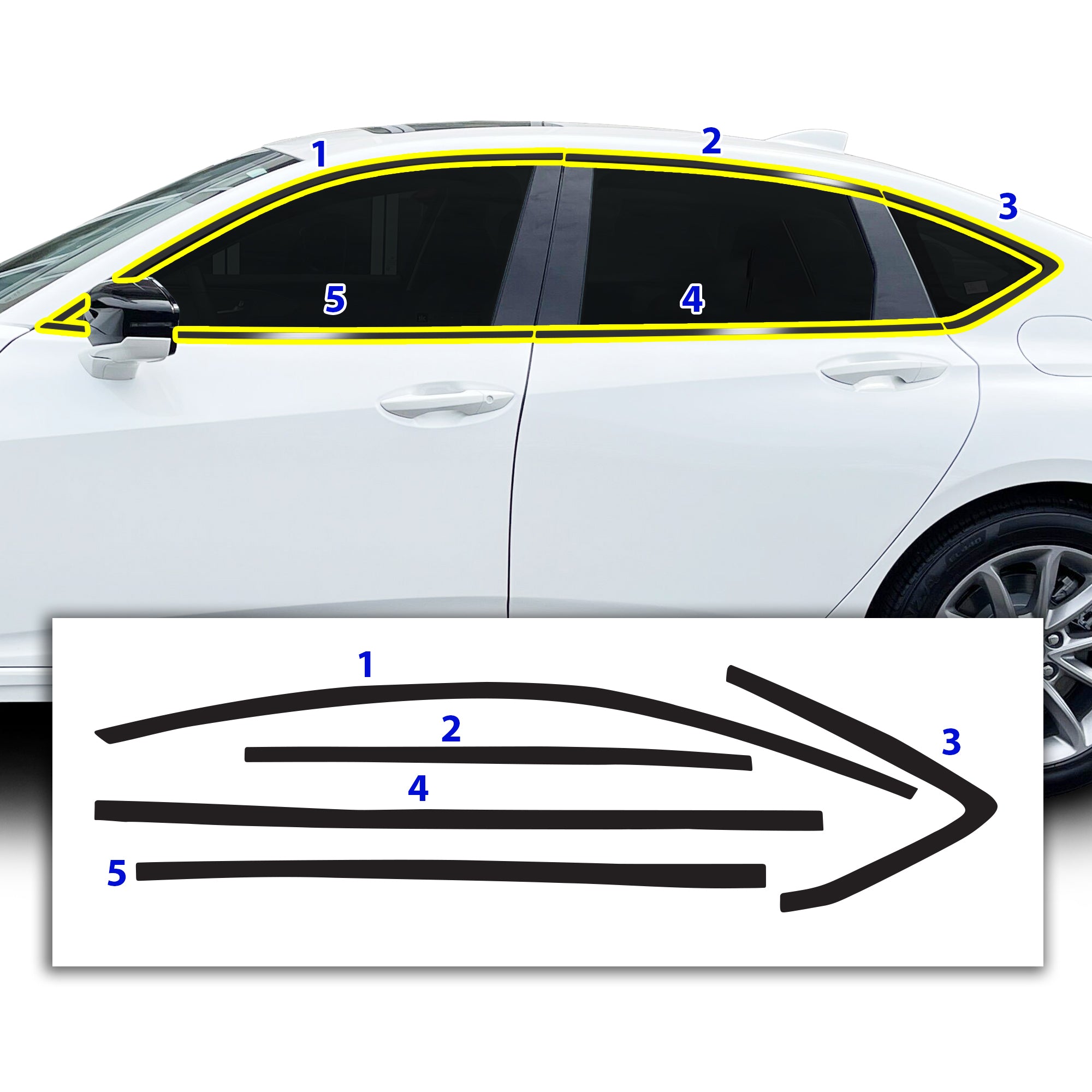 Vinyl Chrome Delete Grille Side Window Wheel Blackout Decal Stickers Overlay Film Fits Acura TLX 2021 - 2025 - Bogar Tech Designs