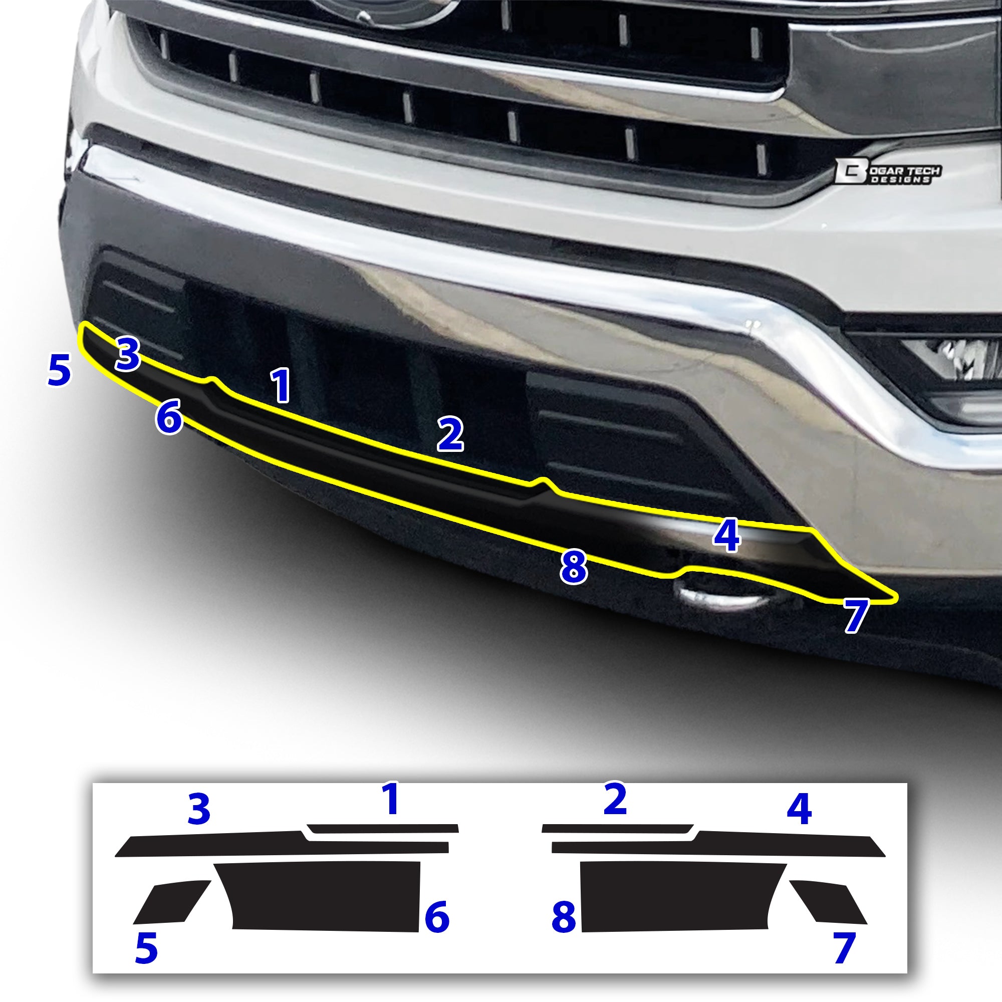 Vinyl Chrome Delete Grille Side Window Blackout Decal Stickers Overlay Film Fits Ford F - 150 2021 - 2025 - Bogar Tech Designs