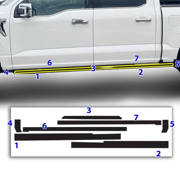 Vinyl Chrome Delete Grille Side Window Blackout Decal Stickers Overlay Film Fits Ford F-150 2021-2023