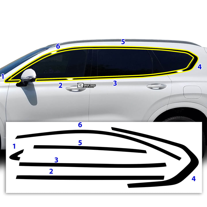 Vinyl Chrome Delete Wheel Rim Front Grille Trim Blackout Decal Stickers Overlay Film Fits Hyundai Santa Fe 2019 - 2023 - Bogar Tech Designs