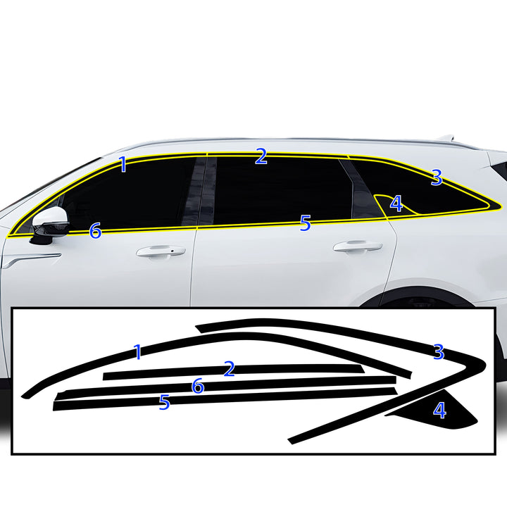 Vinyl Chrome Delete Front Grille Side Window Trim Blackout Decal Stickers Overlay Film Fits Kia Sorento 2021 - 2025 - Bogar Tech Designs