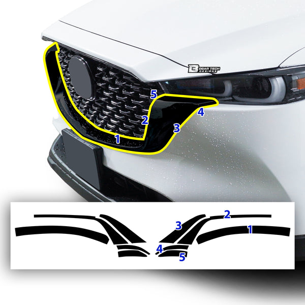 Window Grille Bumper Vinyl Chrome Delete Trim Blackout Decal Stickers Overlay Film Fits Mazda CX-5