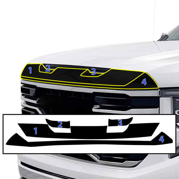 Vinyl Chrome Delete Blackout Decal Stickers Overlay Film Fits GMC Sierra 1500 2022-2024