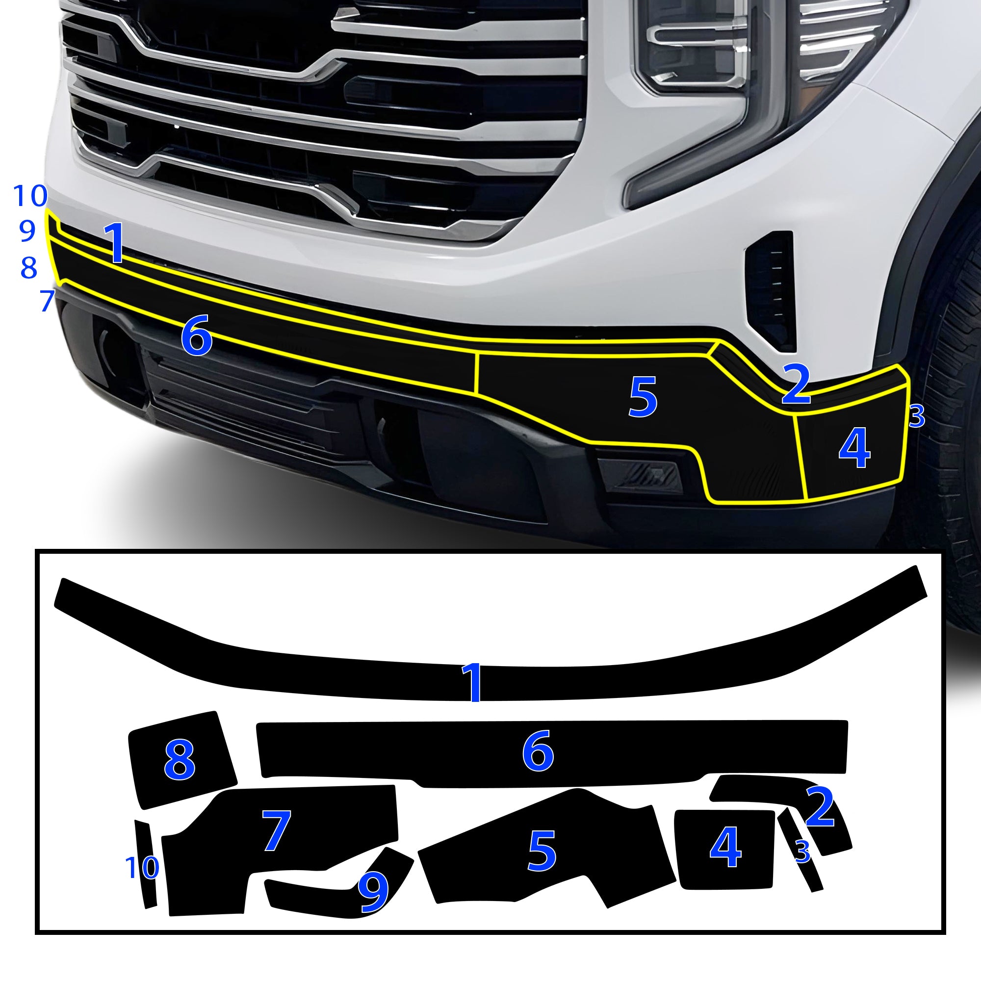 Vinyl Chrome Delete Blackout Decal Stickers Overlay Film Fits GMC Sierra 1500 2022 - 2025 - Bogar Tech Designs
