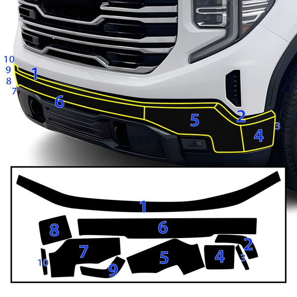 Vinyl Chrome Delete Blackout Decal Stickers Overlay Film Fits GMC Sierra 1500 2022-2024