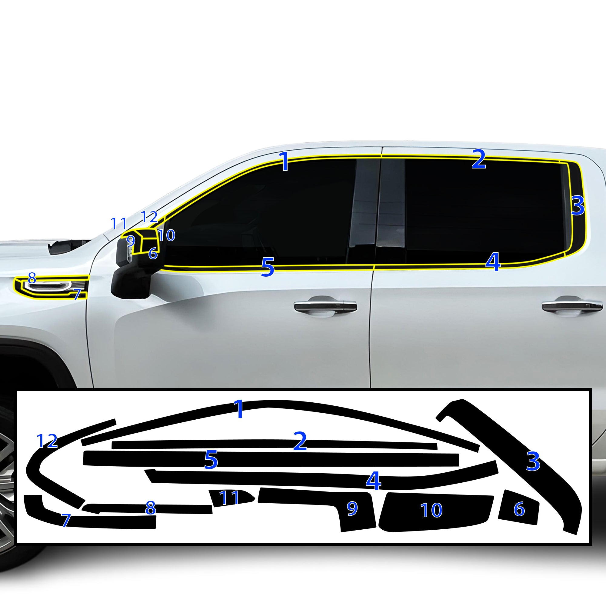 Vinyl Chrome Delete Blackout Decal Stickers Overlay Film Fits GMC Sierra 1500 2022 - 2025 - Bogar Tech Designs