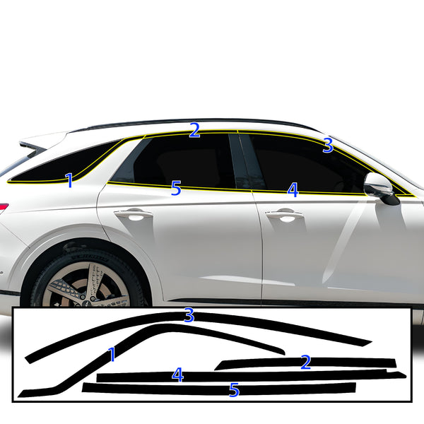 Vinyl Chrome Delete Side Window Trim Blackout Decal Stickers Overlay Film Fits Genesis GV70 2022-2024