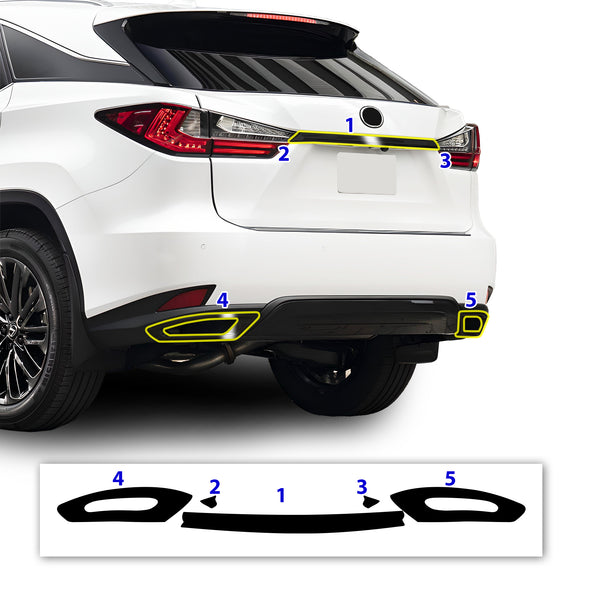 Vinyl Chrome Delete Side Window Front Rear Bumper Wheel Rim Trim Blackout Decal Stickers Overlay Film Fits Lexus RX 2016-2022