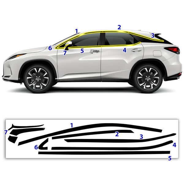 Vinyl Chrome Delete Side Window Front Rear Bumper Wheel Rim Trim Blackout Decal Stickers Overlay Film Fits Lexus RX 2016-2022