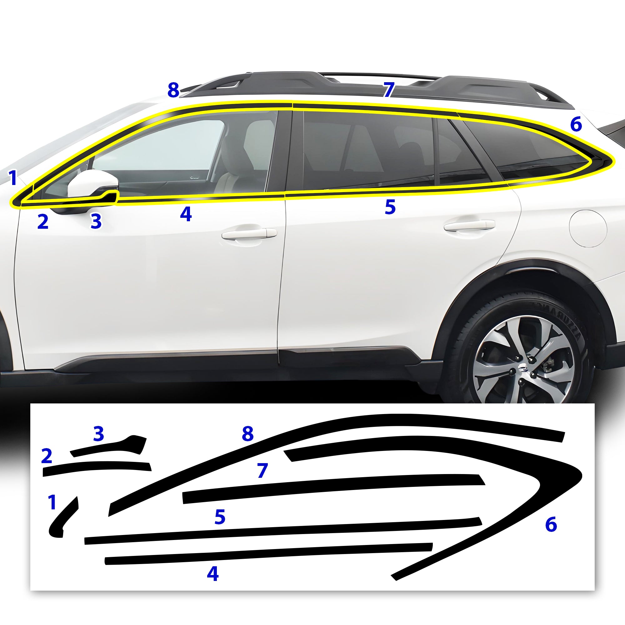 Vinyl Chrome Delete Side Window Blackout Decal Stickers Overlay Film Fits Subaru Outback Subaru Outback 2020 - 2025 - Bogar Tech Designs