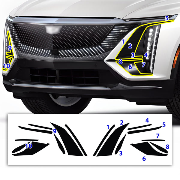 Vinyl Chrome Delete Grille Side Window Rear Blackout Decal Stickers Overlay Film Fits Cadillac Lyriq 2023+