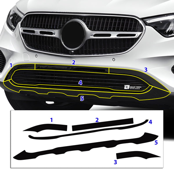 Vinyl Chrome Delete Grille Side Window Rear Rim Blackout Decal Stickers Overlay Film Fits Mercedes-Benz GLC