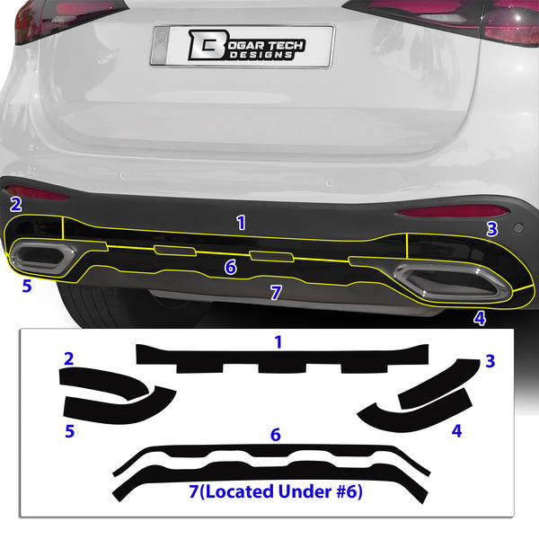 Vinyl Chrome Delete Grille Side Window Rear Rim Blackout Decal Stickers Overlay Film Fits Mercedes-Benz GLC