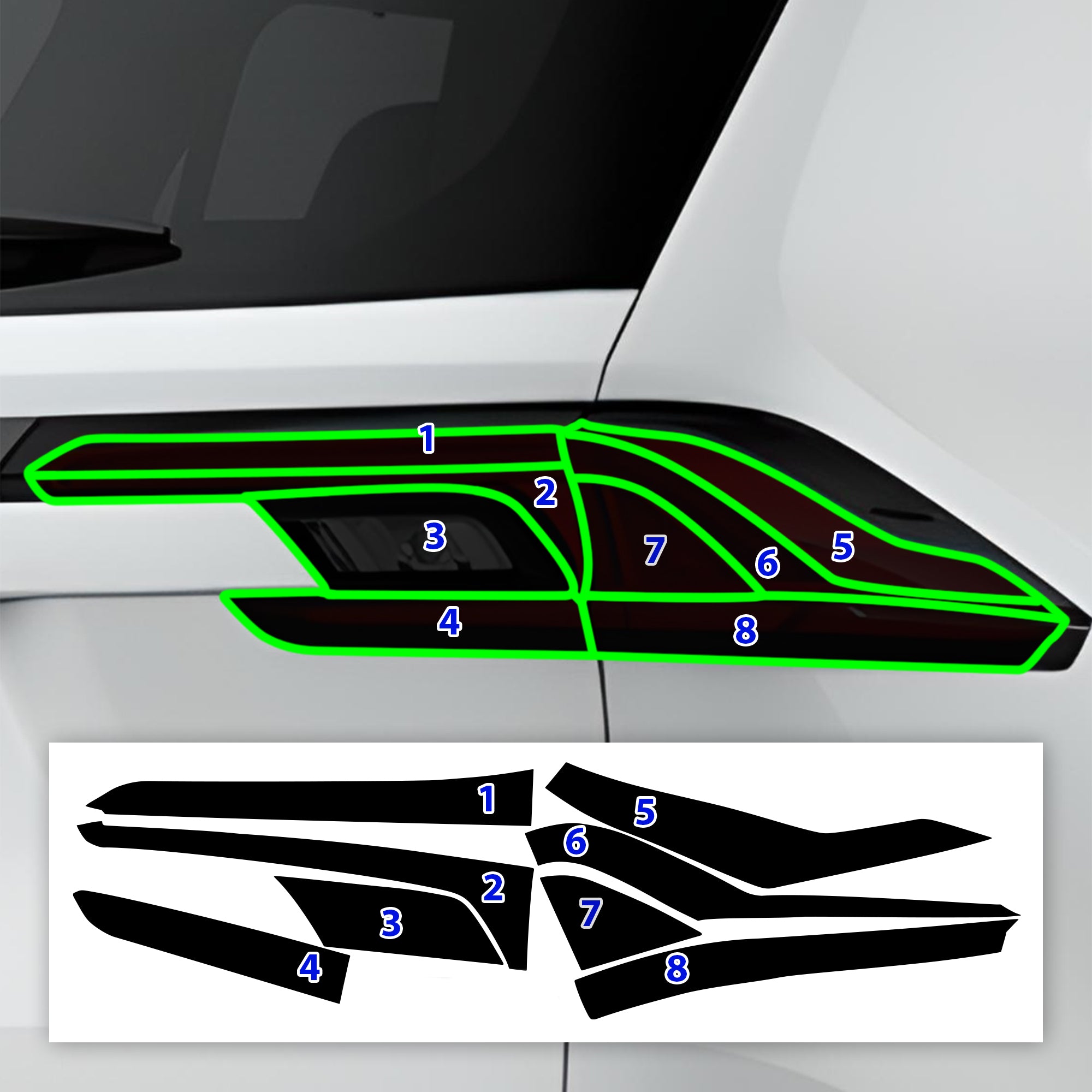 Full Headlight Taillight Precut Smoked PPF Tint Kit Film Overlay Fits Toyota Grand Highlander 2024 - 2025 - Bogar Tech Designs