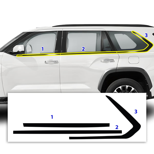 Vinyl Chrome Delete Grille Side Window Rear Wheel Blackout Decal Stickers Overlay Film Fits Toyota Sequoia 2023+