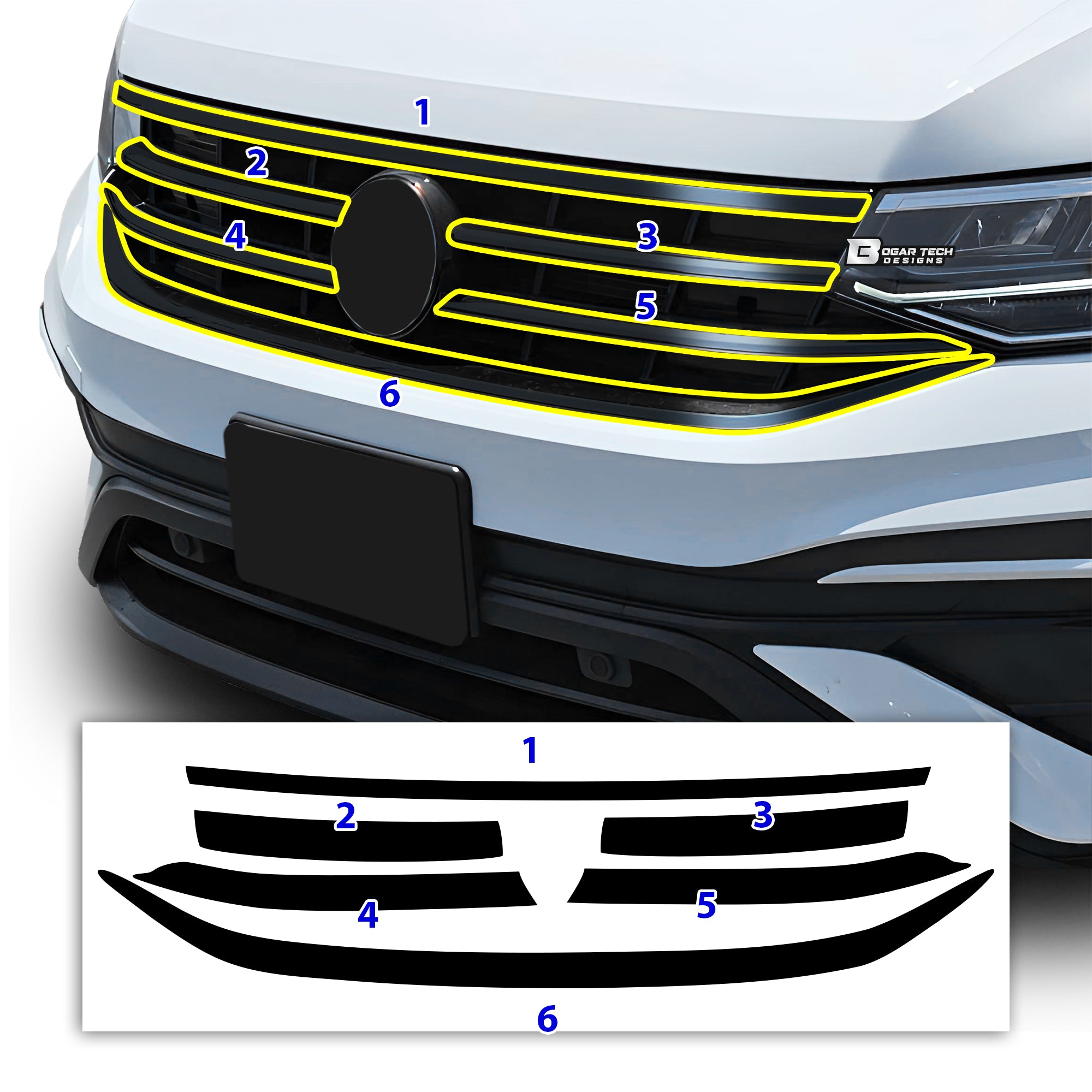 Vinyl Chrome Delete Grille Window Wheel Blackout Decal Stickers Overlay Film Fits Volkswagen Tiguan - Bogar Tech Designs